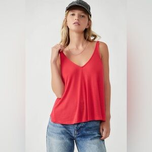 30. Free People Dani Pink Ribbed Tank Top